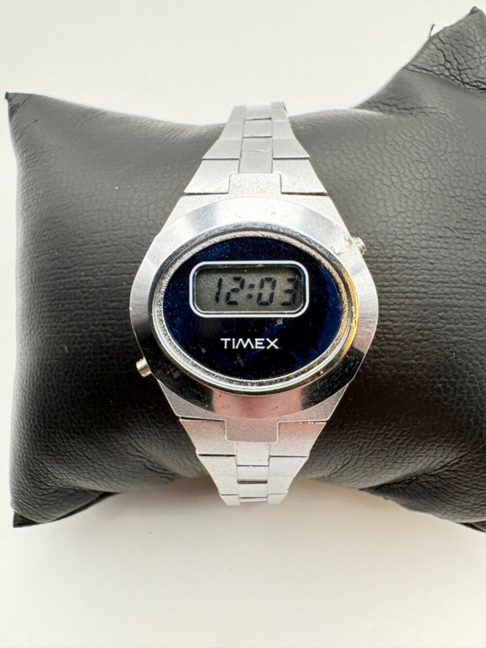 Vintage Timex SS Digital LCD Watch Silver Tone Oval Bezel Parts Repair